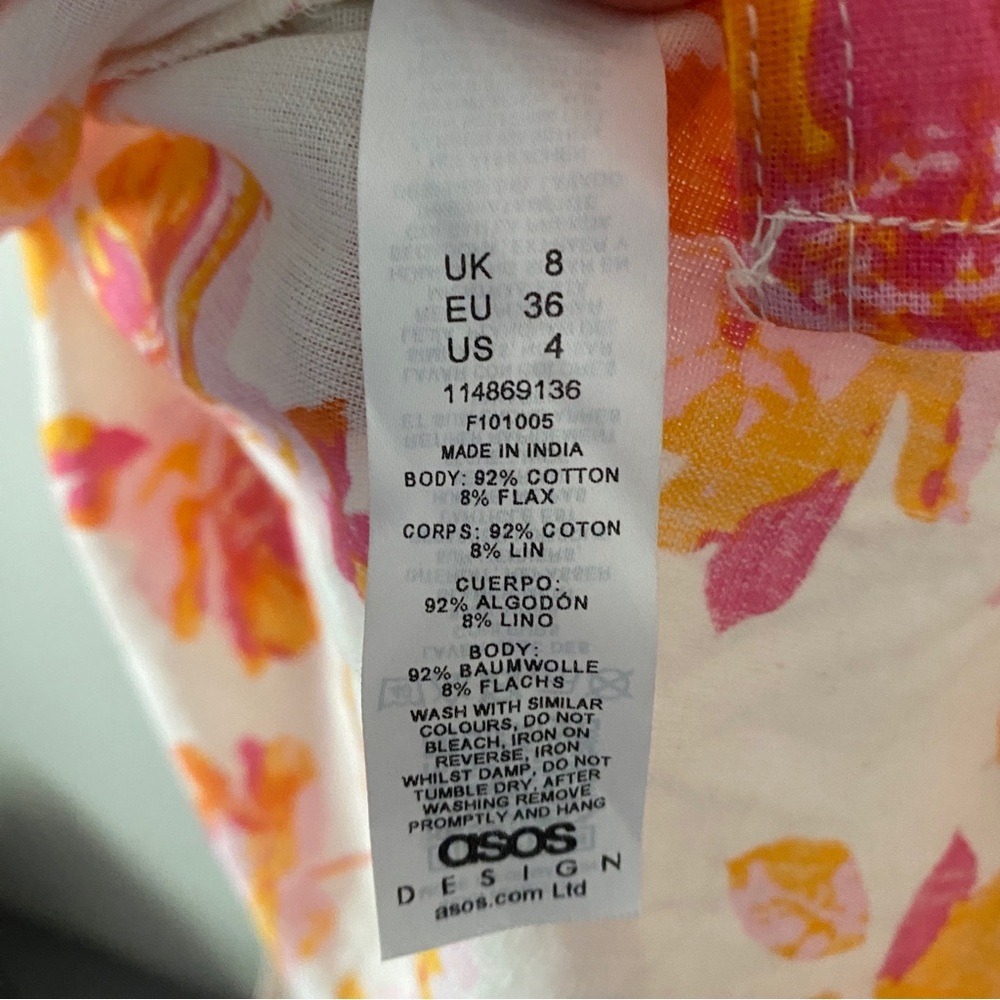 ASOS DESIGN Floral Summer Midi-Dress Backless Spaghetti Strap Pink & Orange Slit - Picture 12 of 12